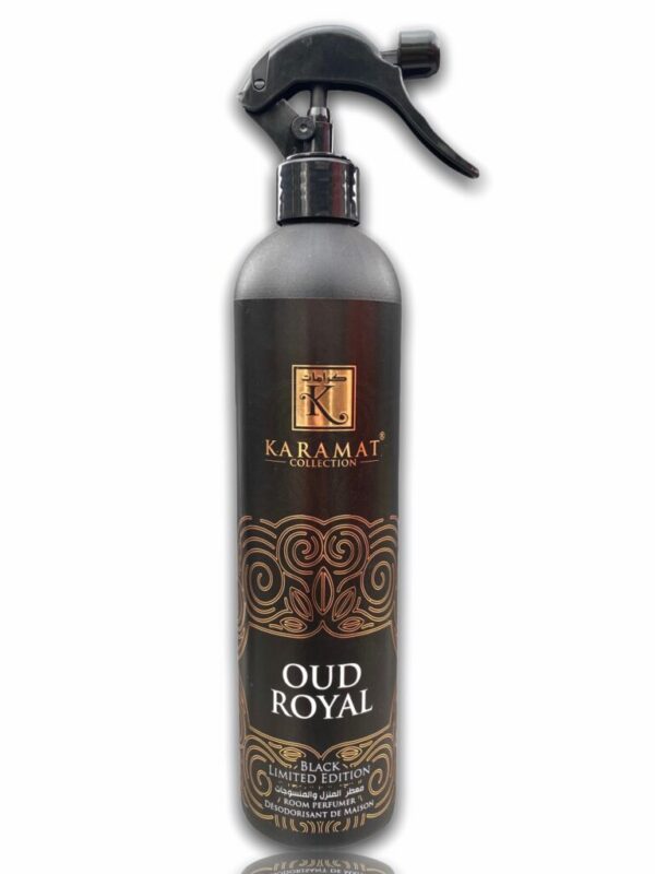Spray d'intérieur Oud Royal Ce désodorisant vous permettra de vous débarrasser des mauvaises odeurs en vaporisant sur les rideaux, tapis..