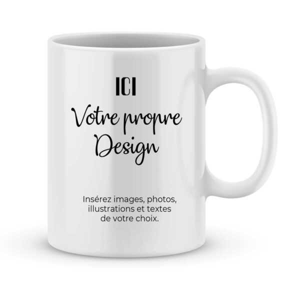 Mug Personnalisé avec Photo et/ou Texte Revêtement de haute qualité classe AA qui permet d'avoir des couleurs intenses sur toute la surface