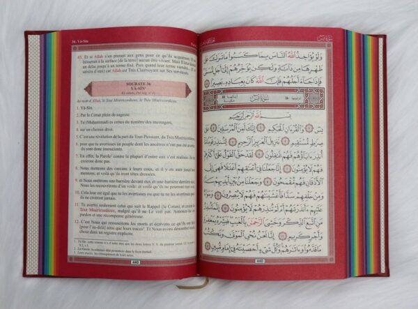 Le Noble Coran Rainbow Bordeau Doré Dans ce magnifique Coran chaque partie (Jouz’) est colorée avec une couleur différente