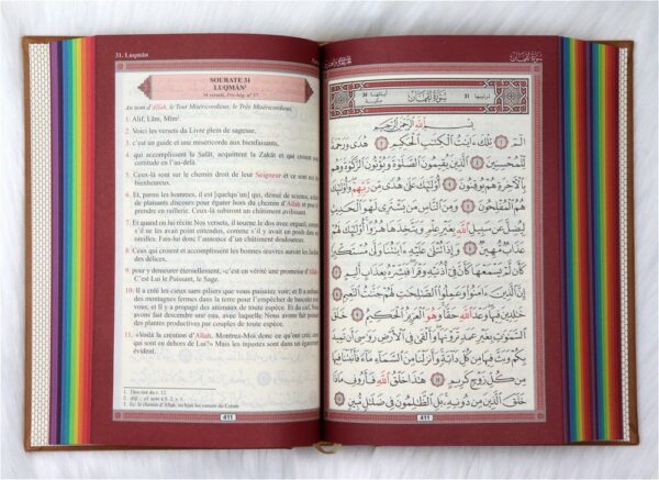 Le Noble Coran Rainbow Marron Doré Dans ce magnifique Coran chaque partie (Jouz’) est colorée avec une couleur différente
