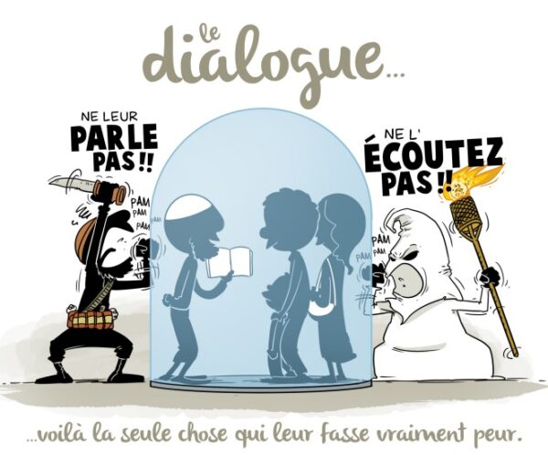 Bande dessinée : Dialogue ette bande dessinée inédite répond de façon simple et sans tabous aux questions d'actualité liées à l'Islam.