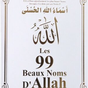 Les 99 Beaux Noms d'Allah (arabe/français/phonétique) Blanc doré avec calligraphies arabe et les explications en fin de livre.