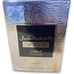 Eau de Parfum Confidential Platinium de la très célèbre Maison de Parfumerie émiratie Lattafa qui est reconnu pour la qualité de ses parfums.