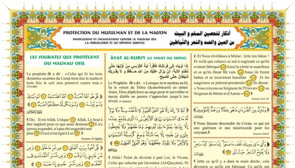 Poster : Protection du musulman et de La maison Invocations contre le mauvais œil, la sorcellerie et les démons (Djinns)