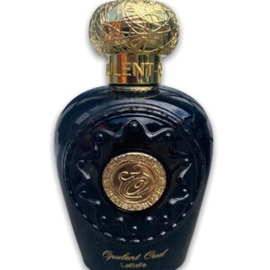 Eau de Parfum Opulent Oud Lattafa Notes de tête Safran Agrumes. Cœur Oud, Caramel Ambre. Fond : Vanille boisées, Résines, Musc, Patchouli.