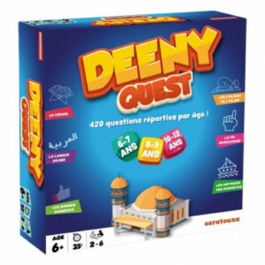 Deeny Quest (Jeu de société 6 à 12 ans) 420 questions-réponses autours de 6 catégories : Les 5 piliers de l’Islam, la foi musulmane, le coran, l'arabe...